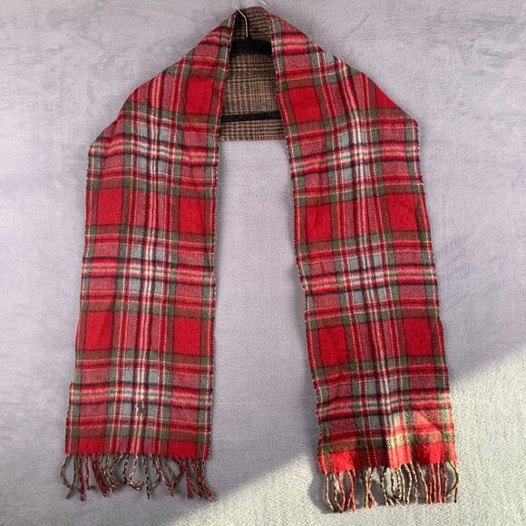 Polo Ralph Lauren Accessories - Polo Ralph Lauren Wool Blend Red Plaid Fringe Scarf Old Money Quiet Luxury